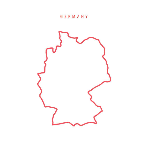 ilustraciones, imágenes clip art, dibujos animados e iconos de stock de mapa de esquema editable de alemania. ilustración vectorial - alemania