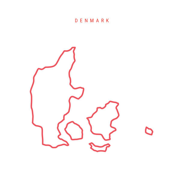 Denmark editable outline map. Vector illustration Denmark editable outline map. Danish red border. Country name. Adjust line weight. Change to any color. Vector illustration. denmark stock illustrations