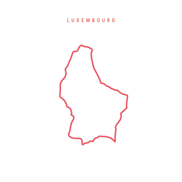 Luxembourg editable outline map. Vector illustration Luxembourg editable outline map. Luxembourgish red border. Country name. Adjust line weight. Change to any color. Vector illustration. luxemburg stock illustrations