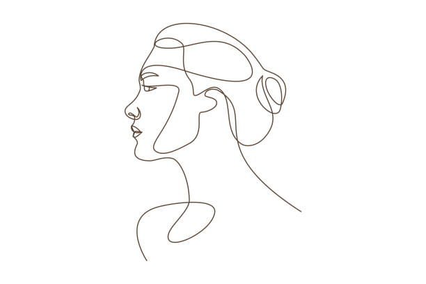 frauen line art illustration - people the human body human head human face stock-grafiken, -clipart, -cartoons und -symbole