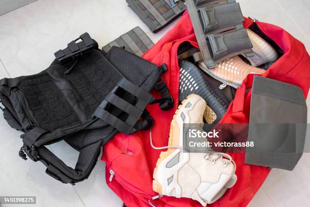 Tactical Equipment In Mess Stock Photo - Download Image Now - Army, Army Soldier, Backpack