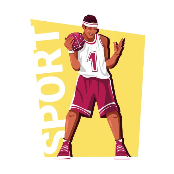 Vector illustration of Cartoon basketball player. Vector illustration.