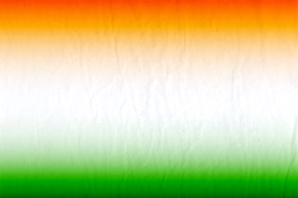 istock Horizontal backgrounds of tricolor bands, in bright gradient of orange or saffron, white and green colors as in National Flag of India, faded blended 1410403218