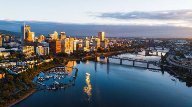 portland antes do nascer do sol - noroeste do pacífico - fotografias e filmes do acervo