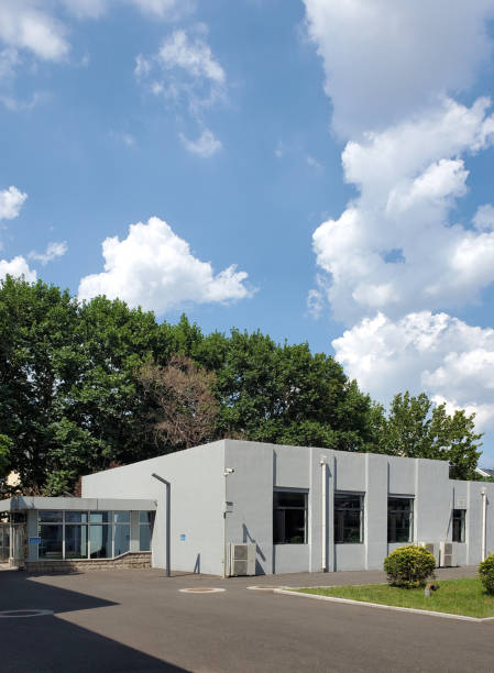 istock Buildings with gray appearance in sunny weather. 1410406195