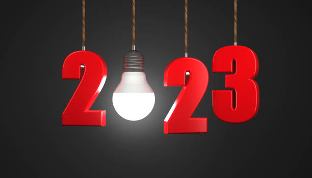 istock New Year 2023 Creative Design Concept with LED Bulb 1410406976