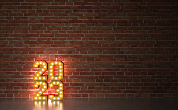 New Year 2023 Creative Design Concept with lights stock photo