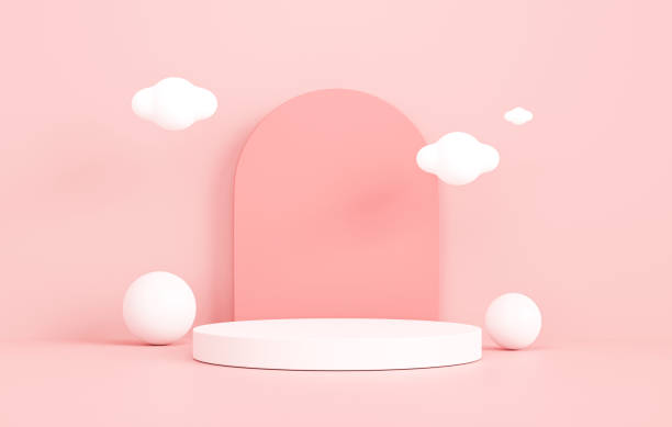 istock White cylinder podium pedestal on pastel pink background 3D illustration empty display scene presentation for product placement 1410407886