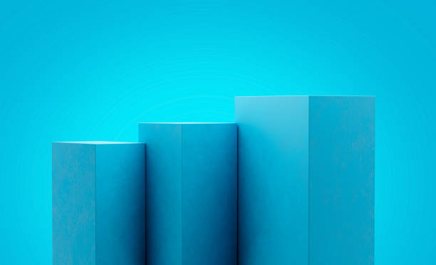 istock Blue product background Cube square stand or podium pedestal on advertising display with blank backdrops. 3D Illustration 1410409515