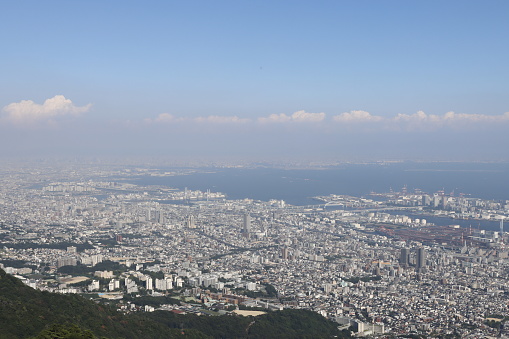 A panoramic view of the seaside city from a hill