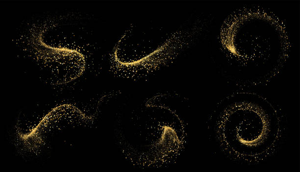 Set of Abstract shiny gold glitter design element vector art illustration