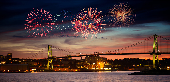 Fireworks over Halifax, Nova Scotia, Canada.