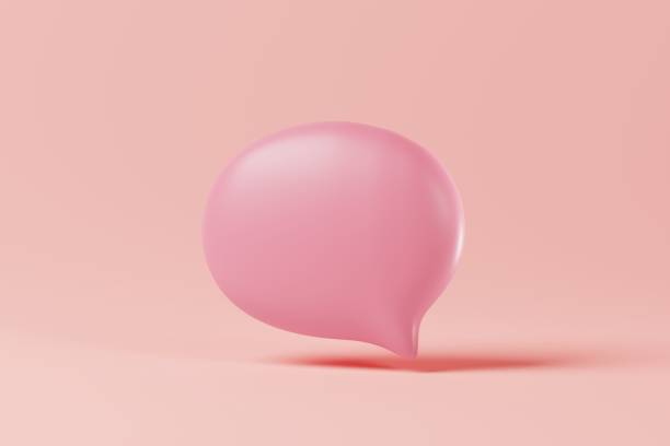 Pink chat bubble isolated on pink background. Online chatting, message concept. 3d rendering