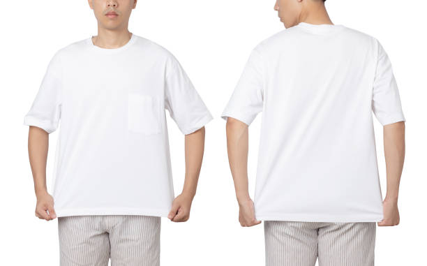 istock Young man in oversize T shirt mockup isolated on white background with clipping path 1410420190