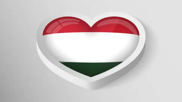 Vector illustration of EPS10 Vector Patriotic heart with Hungary flag colors.