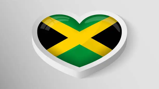 Vector illustration of EPS10 Vector Patriotic heart with the colors of the flag of Jamaica.