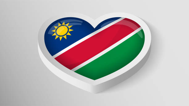 ilustrações, clipart, desenhos animados e ícones de eps10 vetor coração patriótico com as cores da bandeira da namíbia. - map namibia vector travel locations