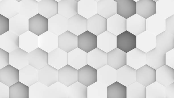 istock Abstract 3D geometric background, white grey hexagons shapes 1410424618
