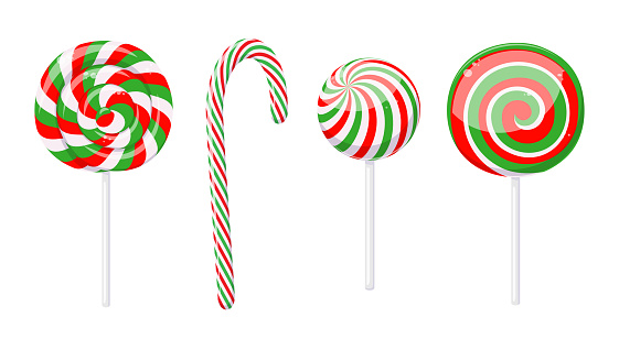 Ilustración de Piruletas Navideñas Y Bastón De Caramelo Con Rayas y más  Vectores Libres de Derechos de Caramelo de menta - Caramelo de menta,  Navidad, Caña de Caramelo - iStock