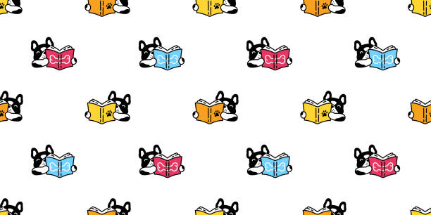 dog seamless pattern french bulldog book reading vector pet puppy breed cartoon scarf isolated tile background repeat wallpaper wrapping paper doodle illustration design dog seamless pattern french bulldog book reading vector pet puppy breed cartoon scarf isolated tile background repeat wallpaper wrapping paper doodle illustration design bulldog reading stock illustrations