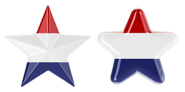 Stars with the Netherlands flag, 3D rendering isolated on white background