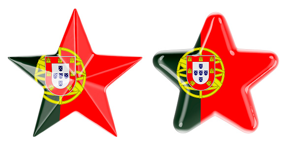 Stars with Portuguese flag, 3D rendering isolated on white background
