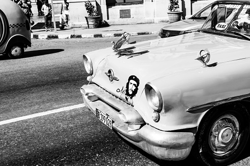 Classic American car used as private taxi in Havana, Cuba