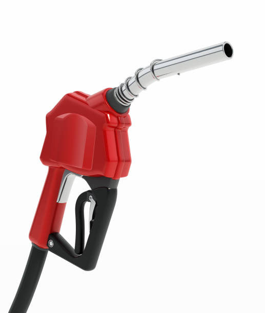 istock Red gas pump isolated on white 1410443656