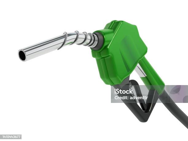 Green Gas Pump Isolated On White Stock Photo - Download Image Now - Fuel Pump, Gasoline, Biofuel