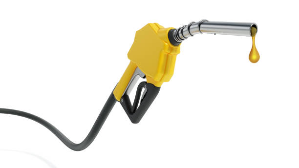 istock Gas pump with a gas drop in the tip isolated on white 1410443726