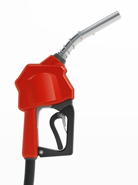 istock Red gas pump isolated on white 1410443902