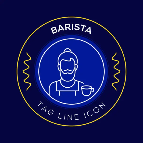 Vector illustration of Barista Circle Badge, Modern Logo Vector Icon Design Line Style