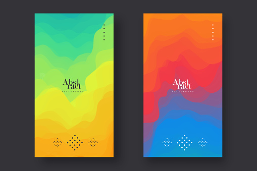 Colorful web banners. Collection of horizontal promotion banners with pastel gradient colors and abstract geometric backdrop.Header design.