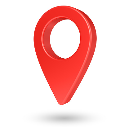 Puntero de mapa rojo aislado sobre fondo blanco. Icono de pin de mapa. Marcador de lugar GPS. Símbolo de ubicación. photo