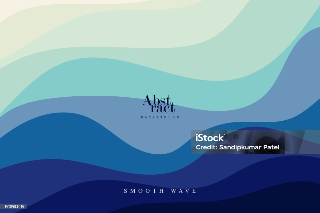 Blue curves and the waves of the sea range from soft to dark vector background flat design style Abstract wavy background with curves lines. Concept of cover with dynamic effect. Vector illustration for design. stock illustration Wave - Water stock vector