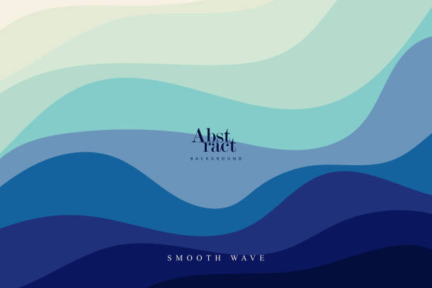 blue curves and the waves of the sea range from soft to dark vector background flat design style - 波浪型 幅插畫檔、美工圖案、卡通及圖標