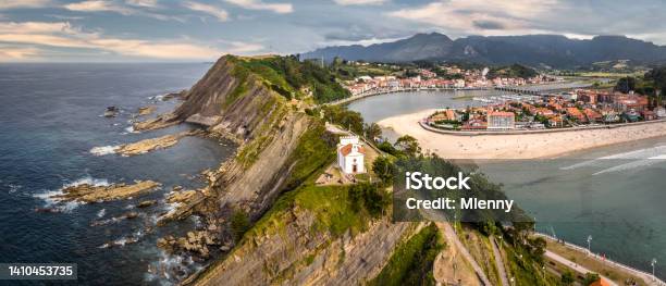 Ribadesella Beach And Town Panorama View Asturias Spain Stock Photo - Download Image Now