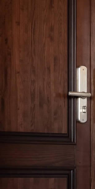 istock wooden door with lock closeup macro 1410456437