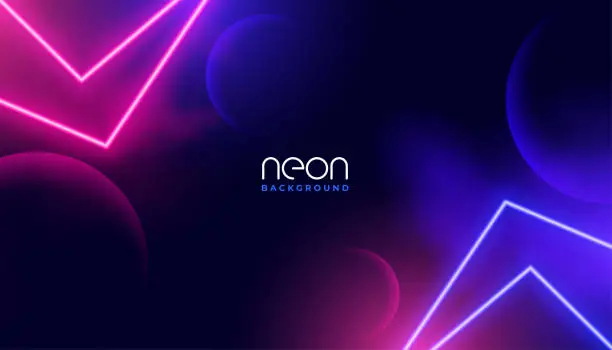 Vector illustration of abstract geometric neon lights line 3d background