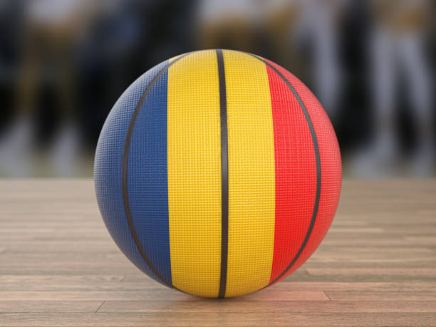 istock Basketball ball Romania flag 1410457979