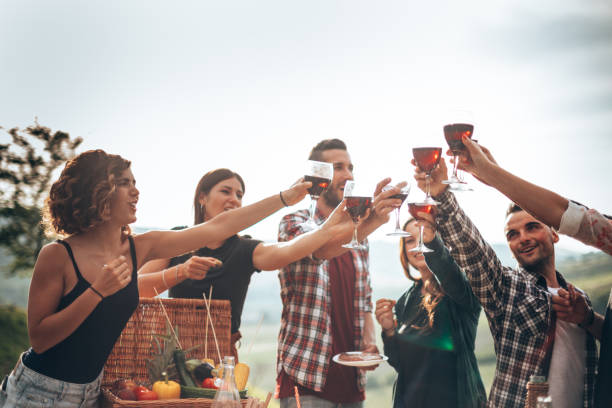 istock wine toasting in italy during the picnic 1410458348