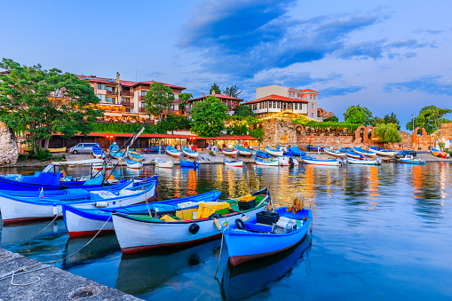 Nessebar (Nesebar), Bulgaria. The Ancient City of Nessebar, Fishing Harbor. Black Sea Coast, Burgas.