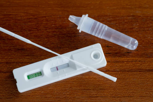 istock covid-19 negative test result with antigen rapid test kit (ATK), The test showed a negative result 1410462507
