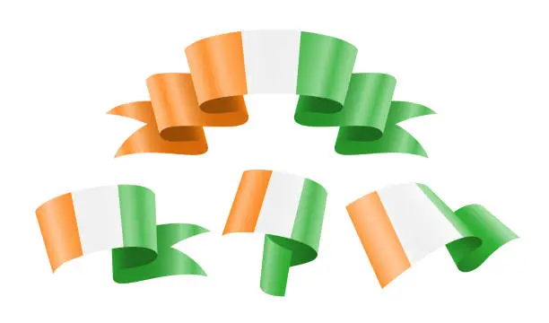 Vector illustration of Ivory Coast - collection of waving country flags.