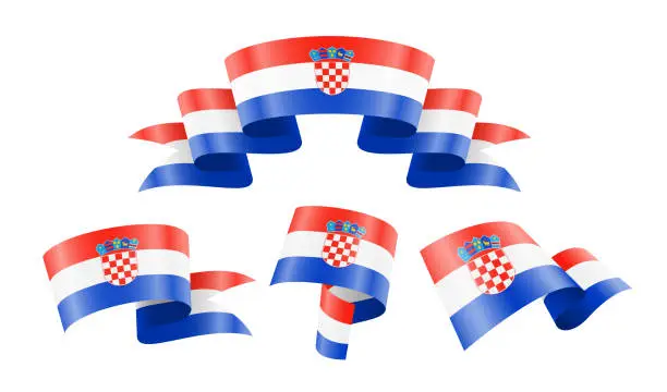 Vector illustration of Croatia - collection of waving country flags.