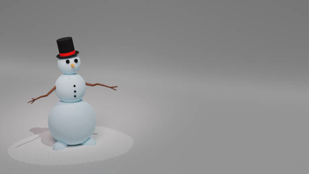 istock Snowman standing in the snow. Snowman on a white background. Free space for text. 3D render with Snowman character in a hat with twig-hands in a hat for designing cards, banners and posters. 1410467134