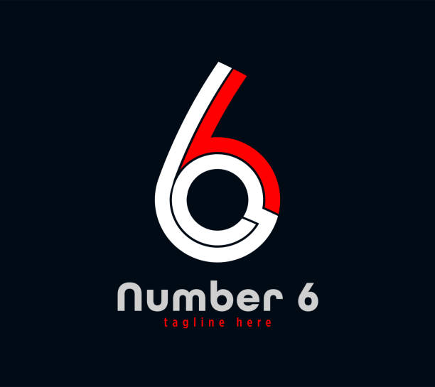 Number 6 logo design. Linear unique special letter series. Creative minimal design template vector illustration day 6 stock illustrations