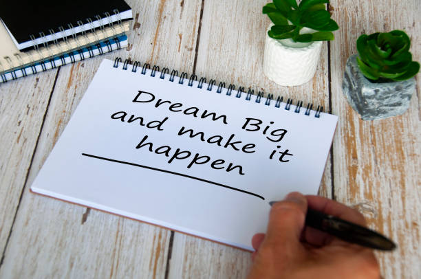 istock Dream big and make it happen text written on notepad. Motivational concept. 1410474955