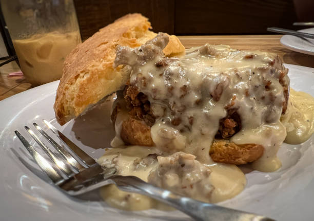 istock Fried Chicken Biscuit with Gravy 1410475178
