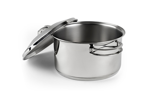 Stainless Steel Pot, white background, with clipping path